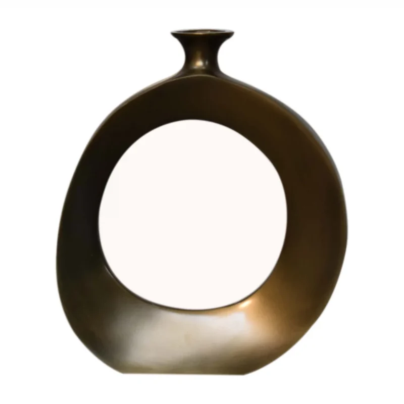Mango Wood Round Vase in Antique Nickle - Image 3