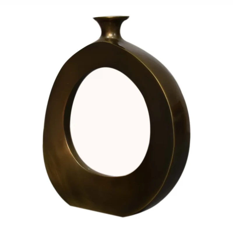 Mango Wood Round Vase in Antique Nickle - Image 5