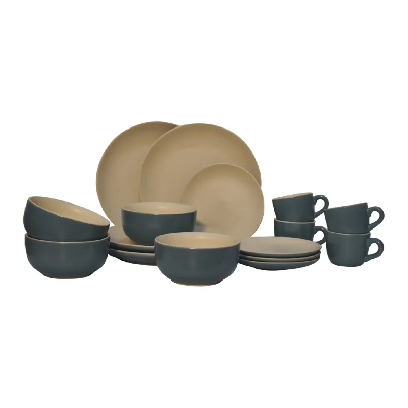 Solid Mango Set of 16 Haile Grey Dinner Service