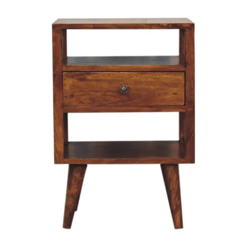 Solid Mango Chestnut Finished Wood Dante Bedside Table/Cabinet - Image 2