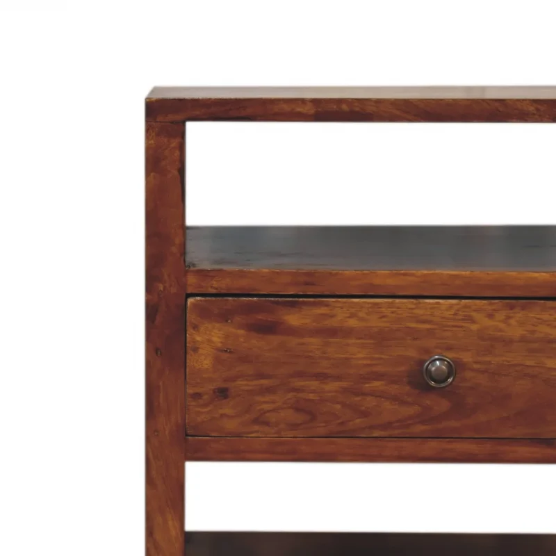 Solid Mango Chestnut Finished Wood Dante Bedside Table/Cabinet - Image 7