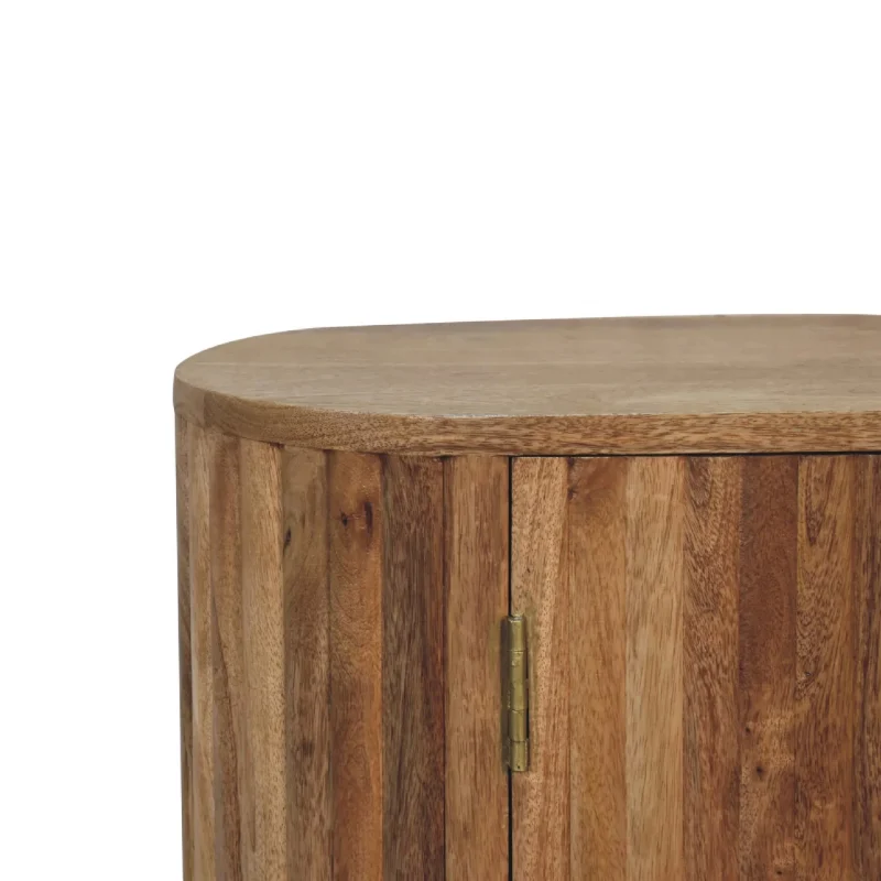 Solid Mango Wood Oak Finished Striped Door Cabinet - Image 6