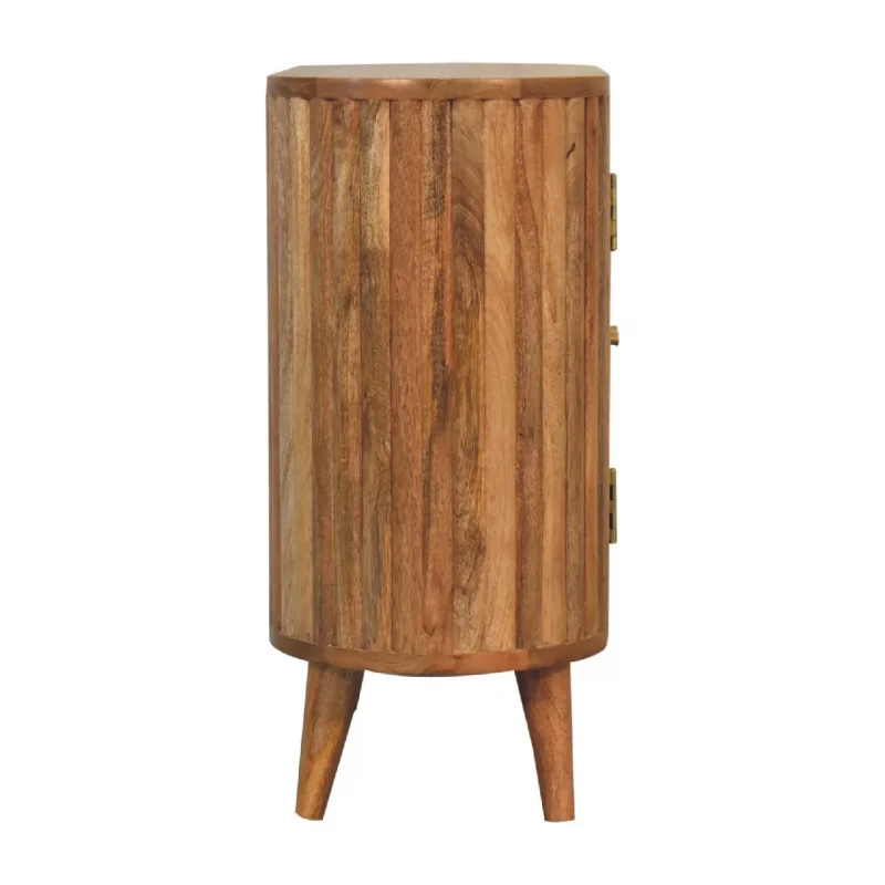Solid Mango Wood Oak Finished Striped Door Cabinet - Image 2