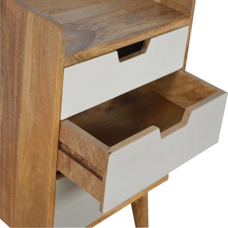Solid Oak Mango Wood Two Tone Grey Scandinavian Style 3 Drawer Cabinet - Image 3