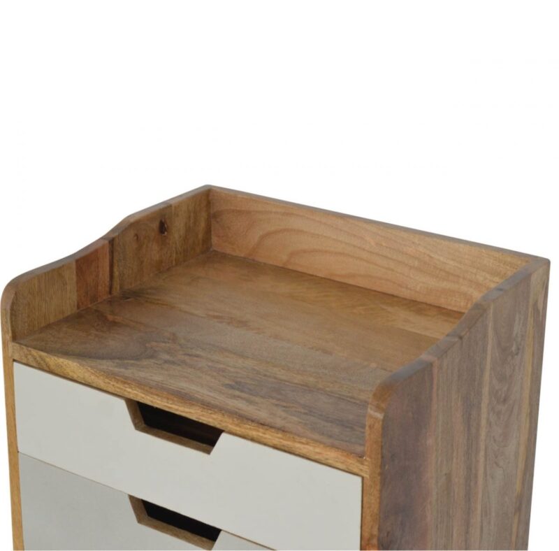 Solid Oak Mango Wood Two Tone Grey Scandinavian Style 3 Drawer Cabinet - Image 5