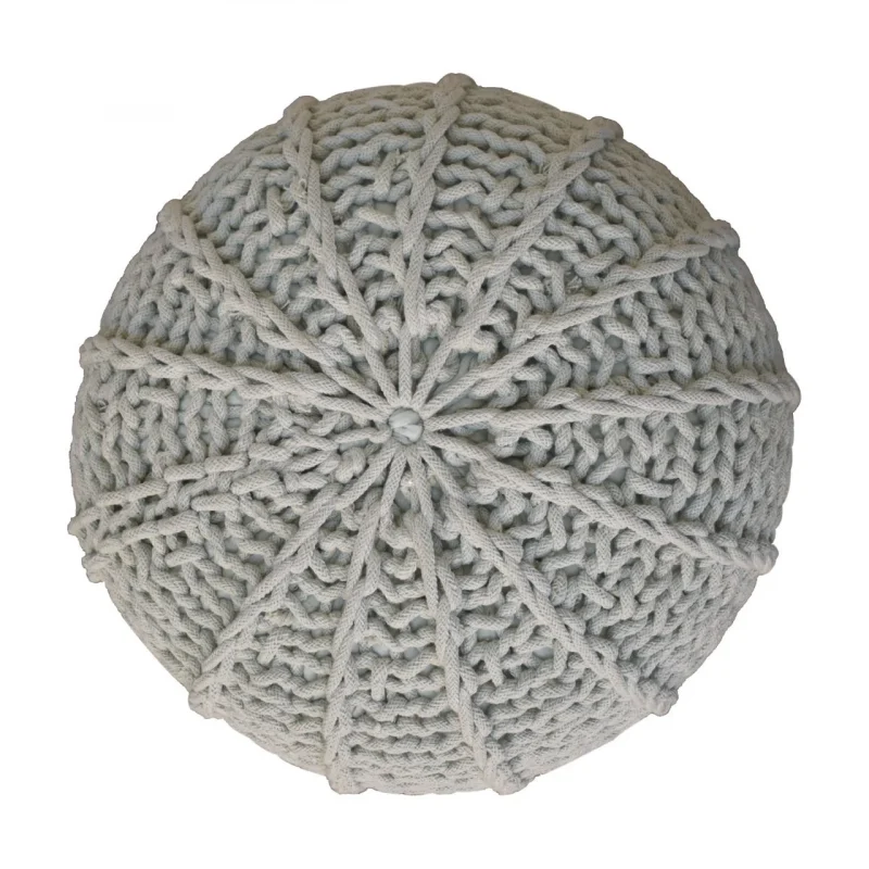 Solid Mango Sea Green Cable Pouffe