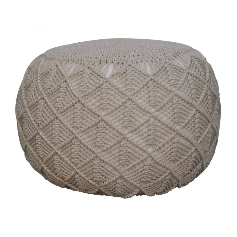 Solid Mango Ansley Cream Footstool/Pouffe
