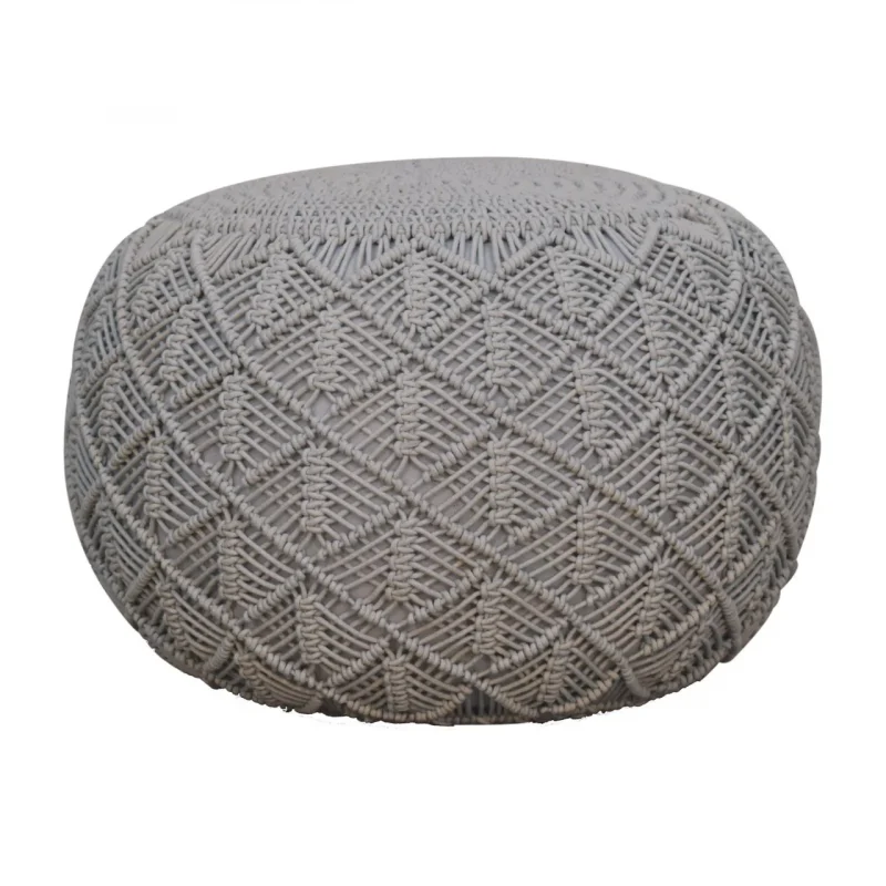 Solid Mango Ansley Grey Footstool/Pouffe