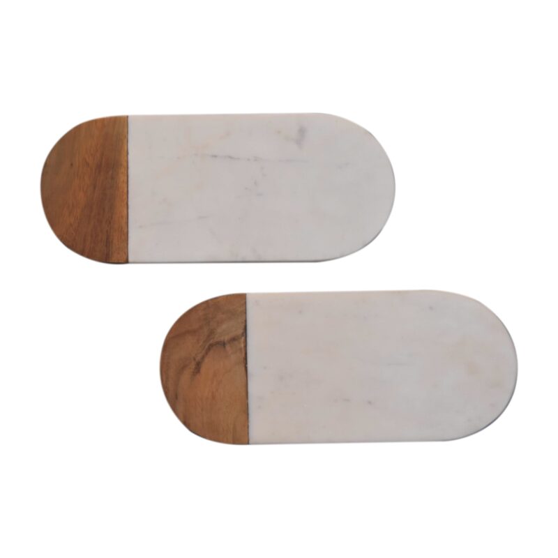 Solid Mango and White Marble Chopping Board