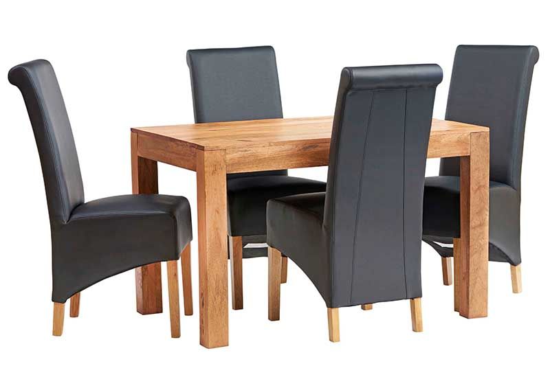 Toko Light Mango 4 FT Dining Set with Leather Chairs