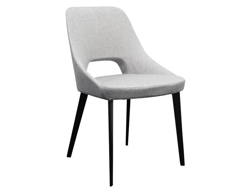 Distinction Set of 2 Sylvia Grey Linen Fabric Dining Chairs with Tapered Black Legs