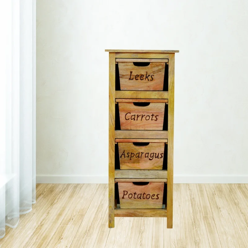 Solid Mango Wood Oak Finished Kitchen Cabinet - Image 2