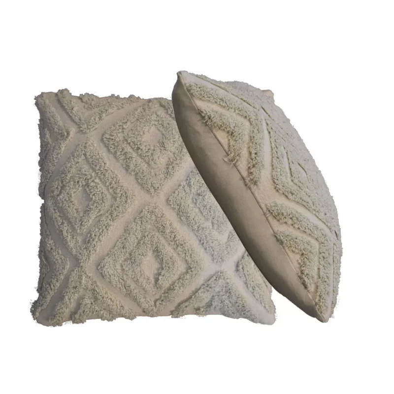 Solid Mango Sea Green Mini Diamond Tassel Cushion Set of 2