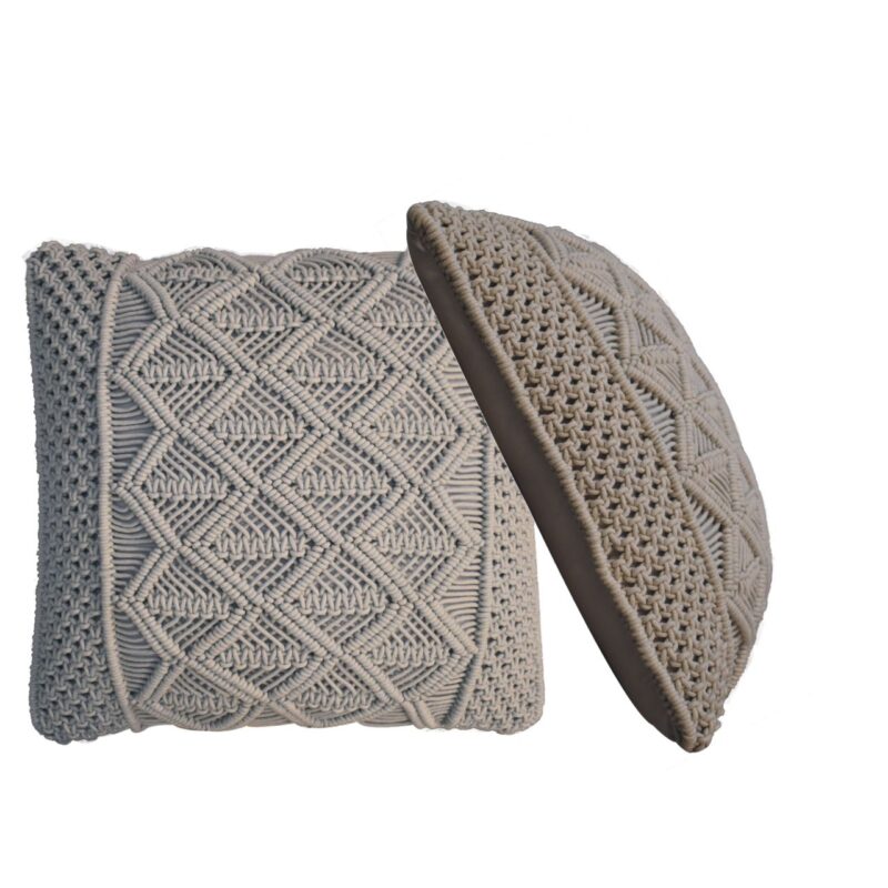 Solid Mango Ansley Grey Cushion Set of 2