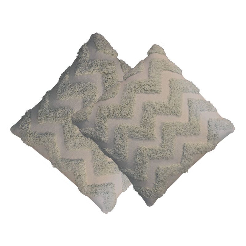 Solid Mango Sea Green Zig-zag Cushion Set of 2