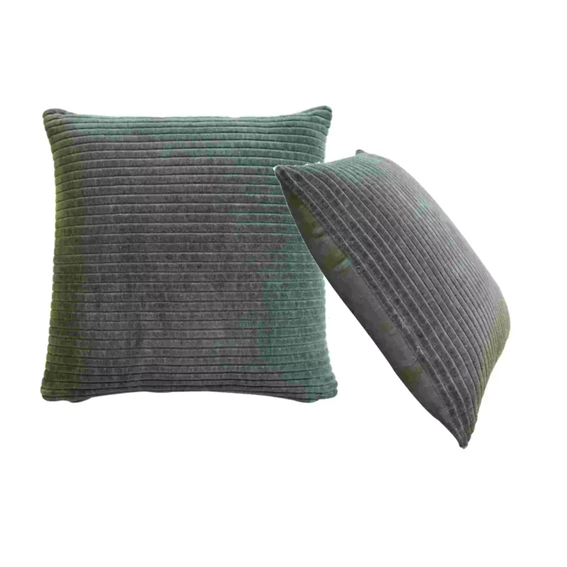 Solid Mango Ribbed Green Cushion Set of 2