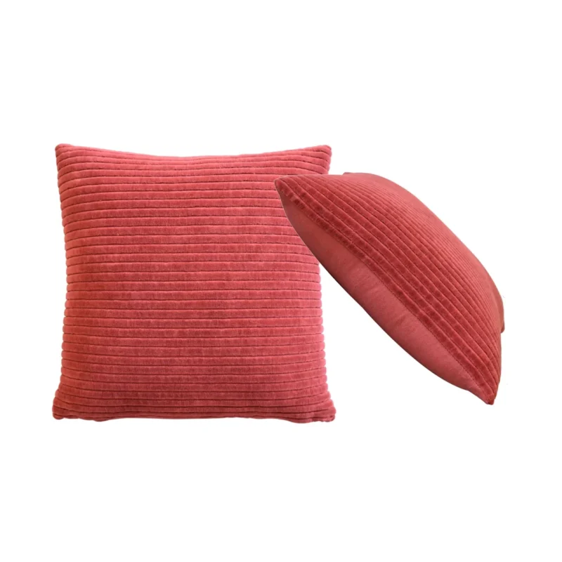 Solid Mango Ribbed Red Cushion Set of 2
