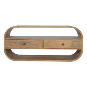 Solid Mango Wood Oak Finished Circular Media Unit