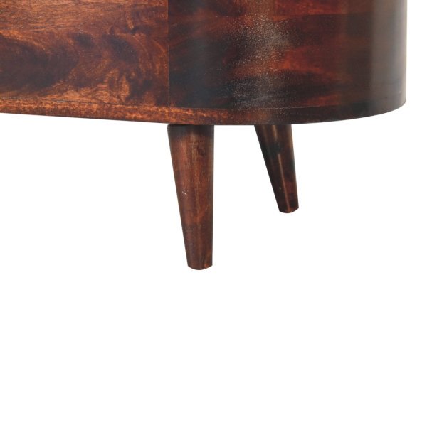 Solid Chestnut Light Walnut Rounded Ottoman/Blanket Box - Image 8