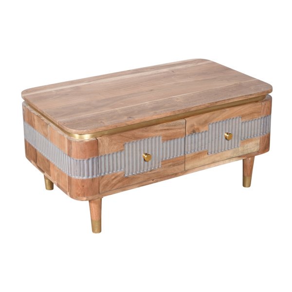 Wilton Acacia Wood 2 Drawers Coffee Table - Image 3
