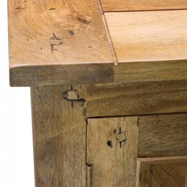 Solid Mango Wood Oak Finished Granary Royale Sideboard with 4 Drawers and 2 Doors - Image 3