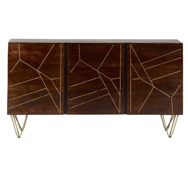 Dark Gold Extra Large Sideboard 3 Drawers and 2 Doors - Image 2