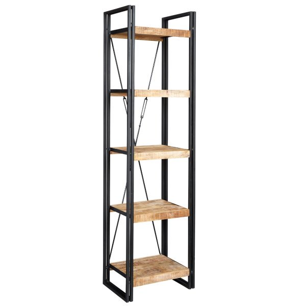 Cosmo Industrial Slim Open Bookcase