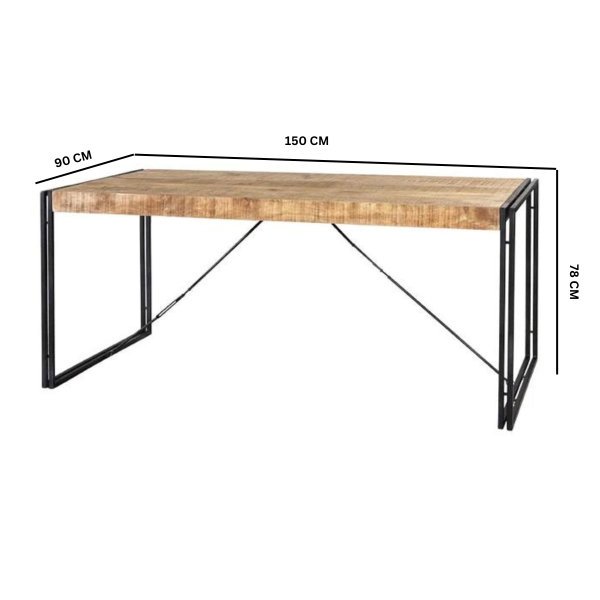 Cosmo Industrial Metal & Wood Dining Table - Medium - Image 3