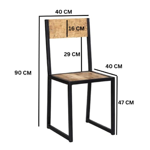 Cosmo Industrial Metal & Wood Dining Chair (Sold in Pairs) - Image 5
