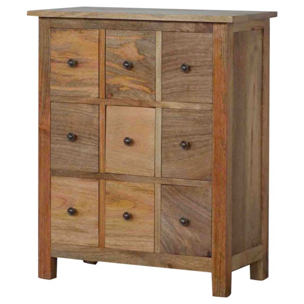 Solid Mango Wood 9 Drawer Mini Cabinet - Image 3
