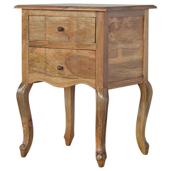 Solid Mango Wood French Style Bedside with 2 Drawers - Image 3