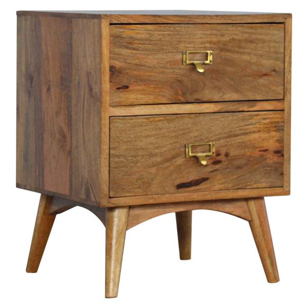 Solid Oak Finished Mango Wood 2 Drawer Scandinavian Style Cabinet - Image 2
