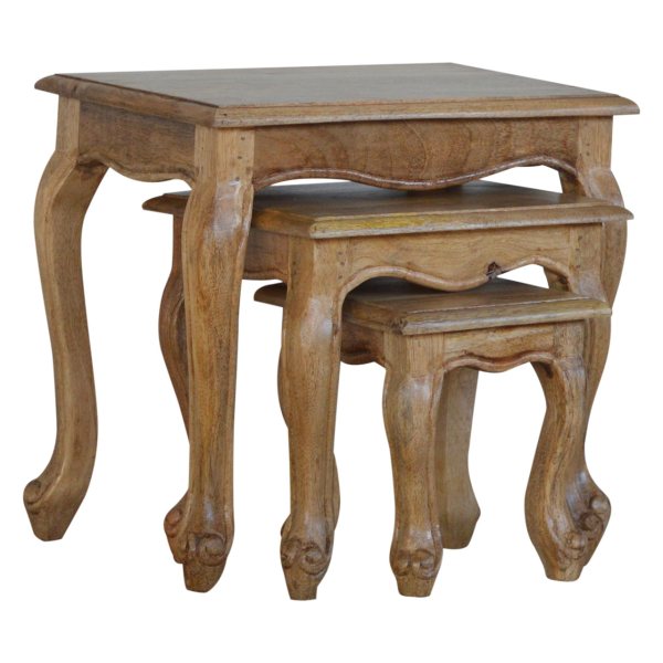 Solid Mango Wood French Style Nesting Stools - Image 2