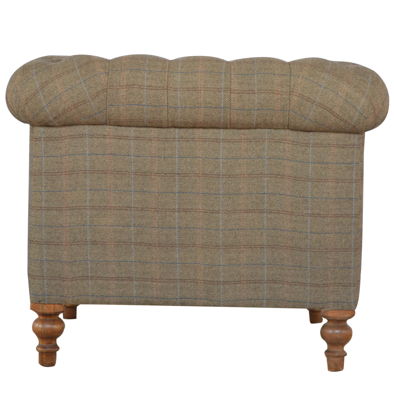 Solid Mango Wood Single Seater Chesterfield Multi Tweed Arm Chair - Image 7