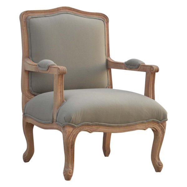 Solid Mango Wood French Style Upholstered Armchair - Image 2
