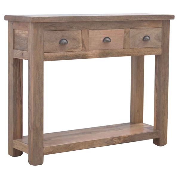 Solid Mango Wood 3 Drawer Hallway Console - Image 2