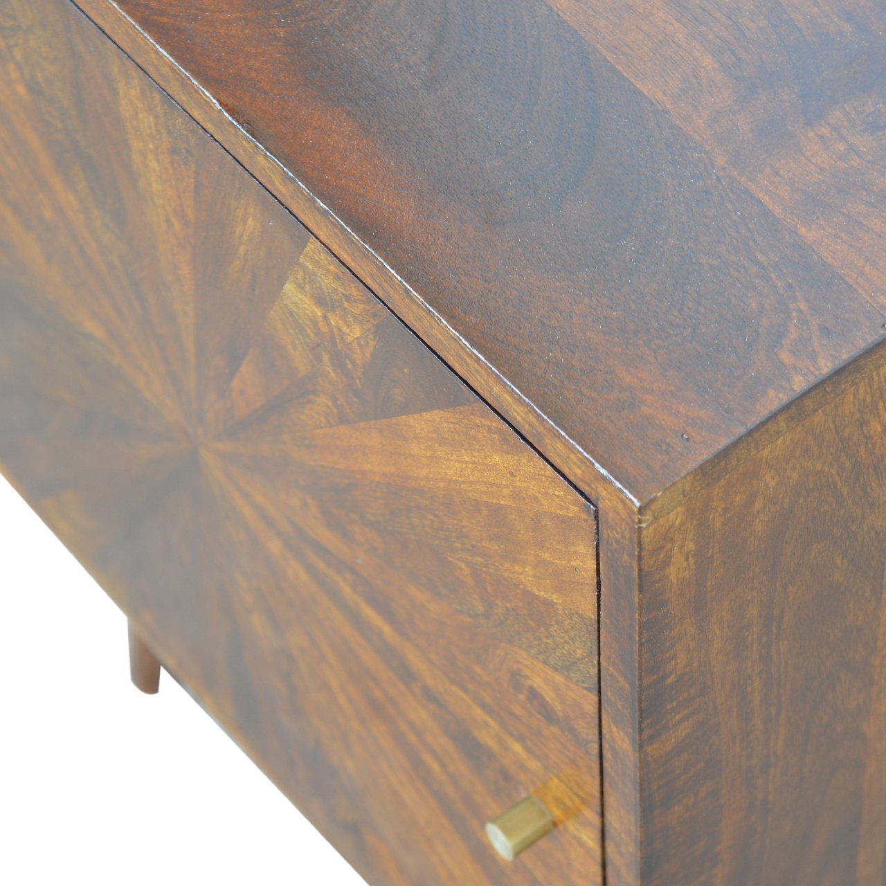 Solid Mango Wood Chestnut Sunrise Door Bedside - Image 6