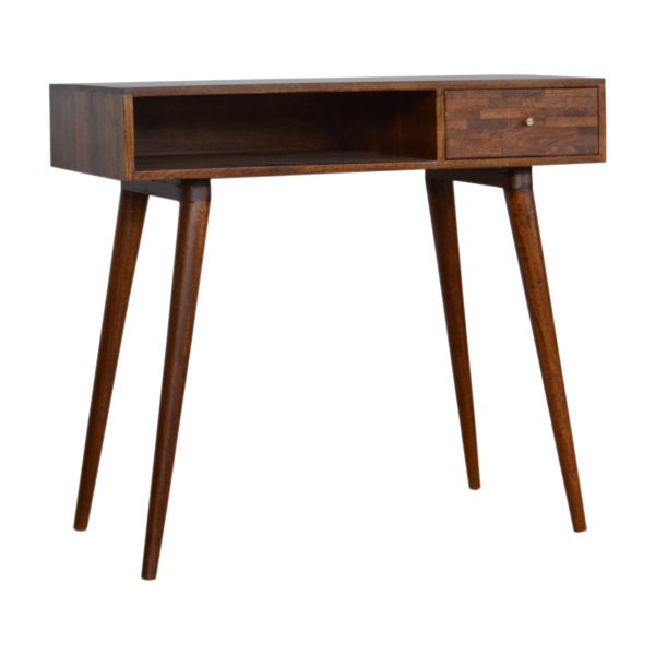 Solid Mango Wood Chestnut Finished One Drawer Desk