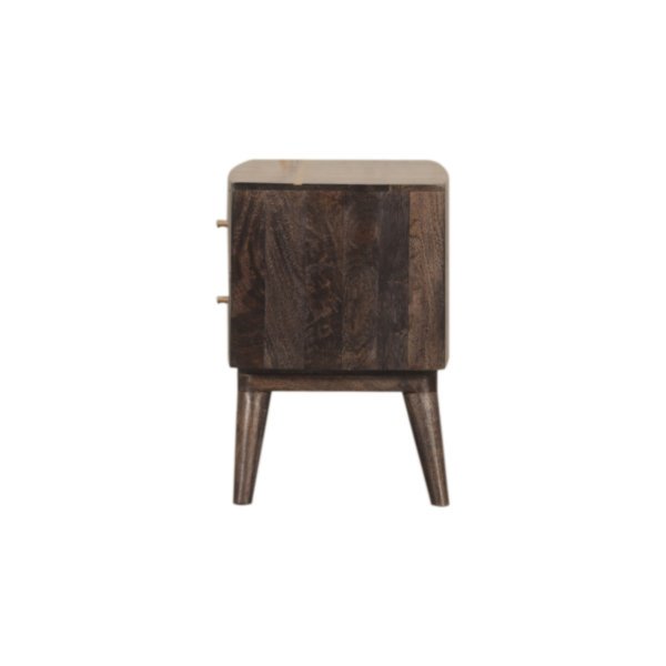 Solid Mango Wood Ash Black Natural Wood Grain Finished Cairo 2 Drawer 2 Slot Media Unit with Scandinavian Legs - Image 8