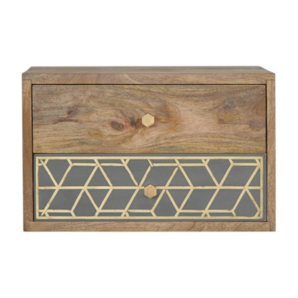 Solid Mango Wood Dice Wall Mounted Bedside
