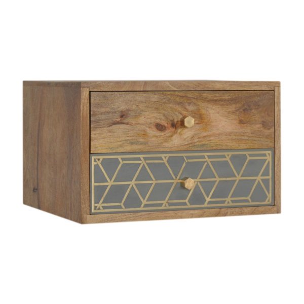 Solid Mango Wood Dice Wall Mounted Bedside - Image 2