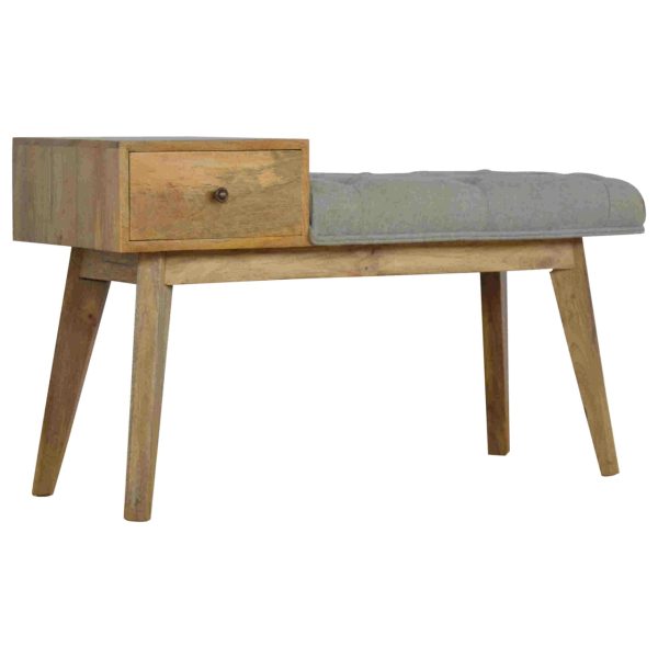 Solid Mango Wood Scandinavian 1 Drawer Grey Tweed Telephone Table1 - Image 2
