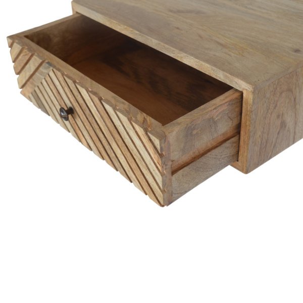 Mango Wood Floating Line Carved Bedside - Image 3