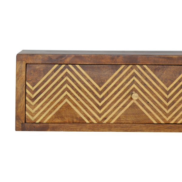 Solid Mango Wood Wall Mounted Chevron Bedside - Image 4