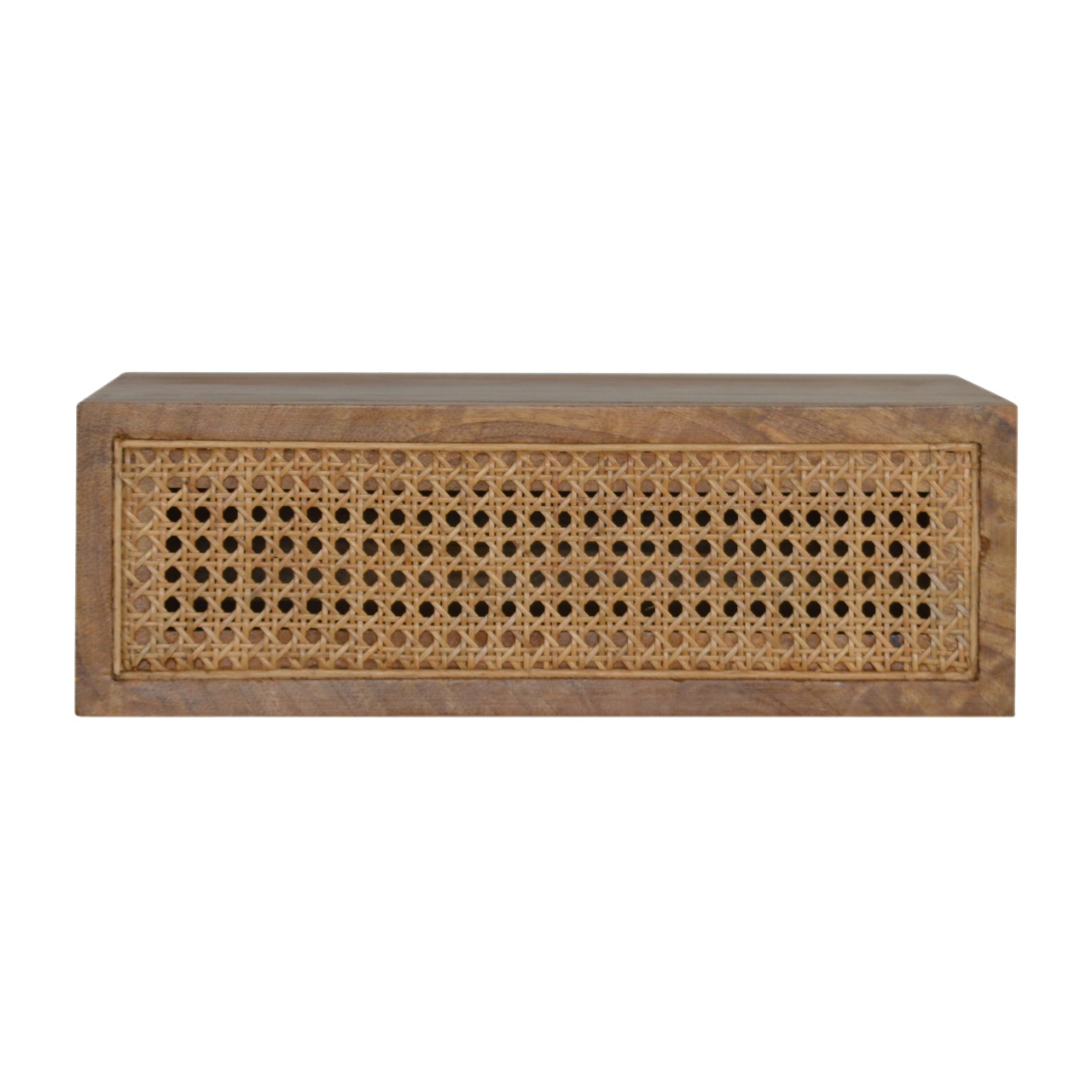 Solid Mango Wood Wall Mounted Ratten Bedside - Image 2
