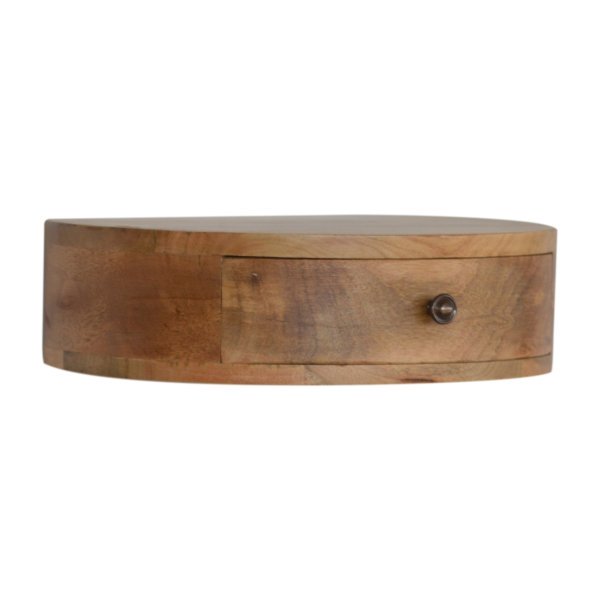 Solid Mango Wood Wall Mounted Rounded Bedside