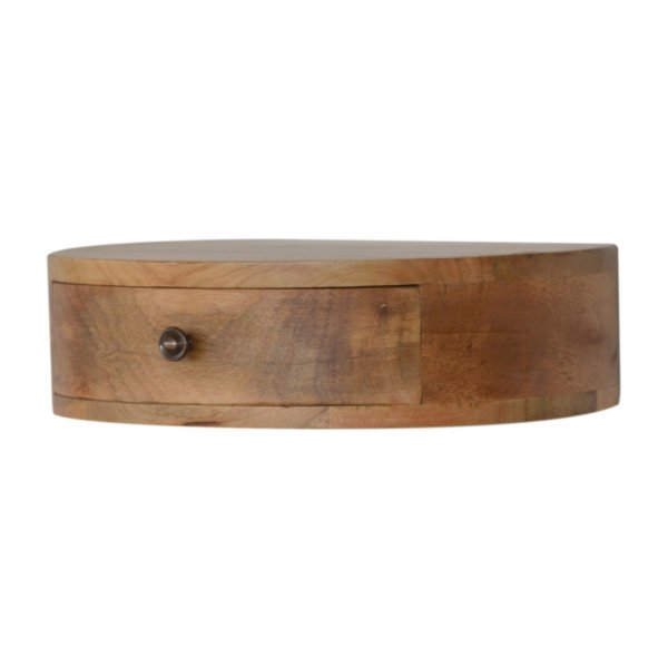 Solid Mango Wood Wall Mounted Rounded Bedside - Image 2