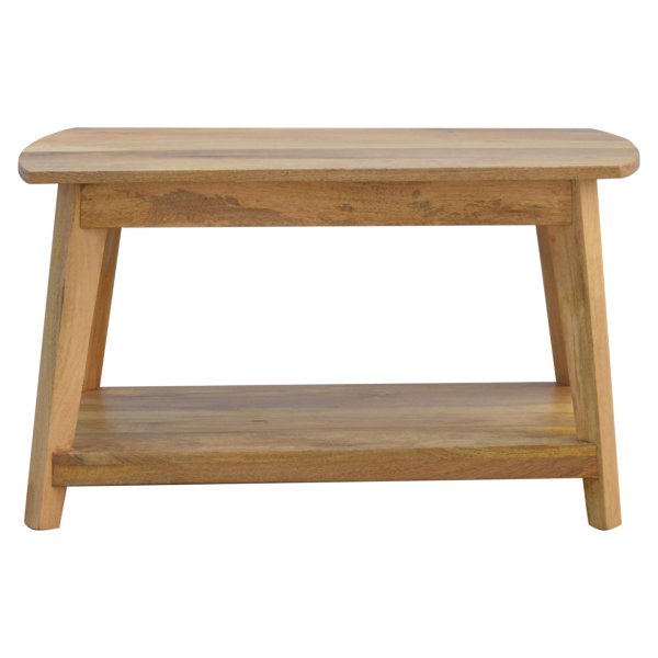 Solid Mango Wood Coffee Table with Undershelf