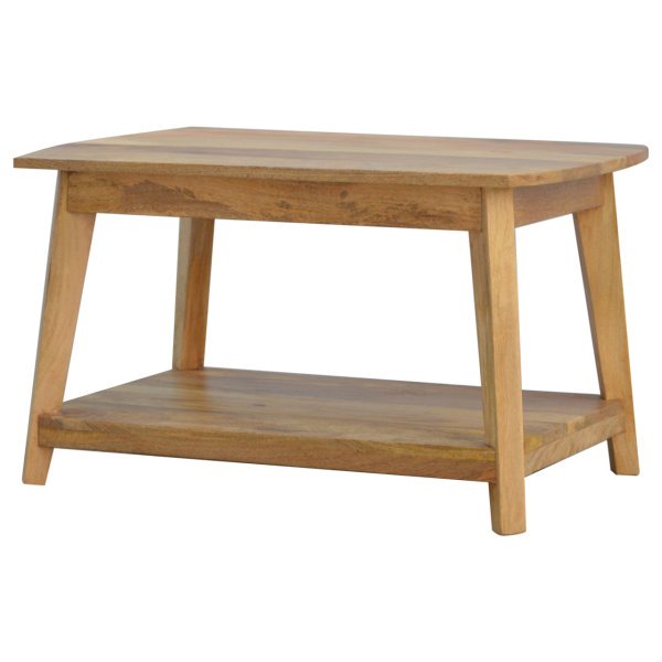 Solid Mango Wood Coffee Table with Undershelf - Image 2