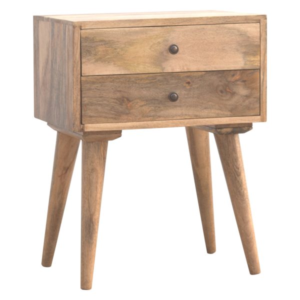 Solid Oak Finished Mango Wood Scandinavian Style Two Drawer Cabinet - Image 2
